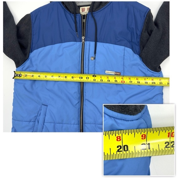 Volcom Scout Mens Puffer Jacket Size M Blue Full Zip Colorblock Hoodie Coat Vtg - Picture 9 of 11